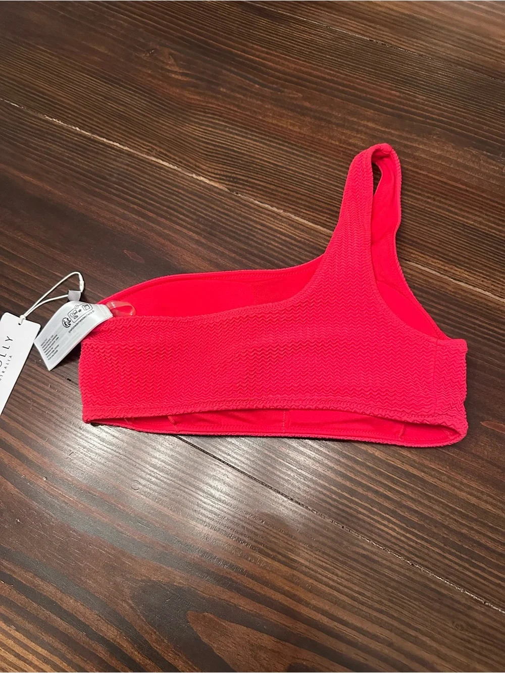 Seafolly One-Shoulder Bikini Top in Hot Pink